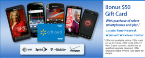 Wal-Mart offering $50 gift card with phones